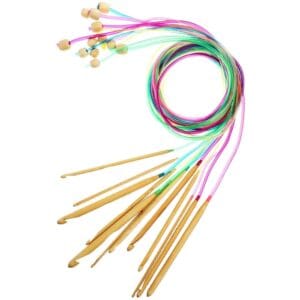 Szydełka tunezyjskie na żyłce bambusowe 12 szt.