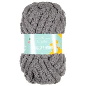 Włóczka Chenille do szydełkowania, wyplatania 20 mm ciemnoszara #8