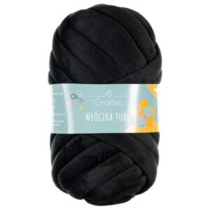 Włóczka Tube do szydełkowania, wyplatania 20 mm czarna #18