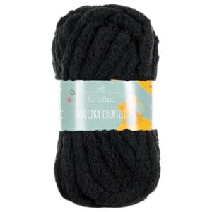Włóczka Chenille do szydełkowania, wyplatania 20 mm czarna #6