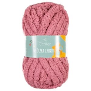 Włóczka Chenille do szydełkowania, wyplatania 20 mm różowa #1