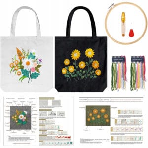 Zestaw do wyszywania torby DIY muliny igły tamborek 2 szt.