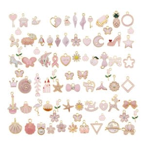 Charmsy metalowe różowe do biżuterii 30 szt.