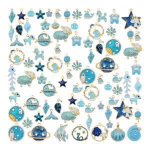 Charmsy metalowe niebieskie do biżuterii 30 szt.