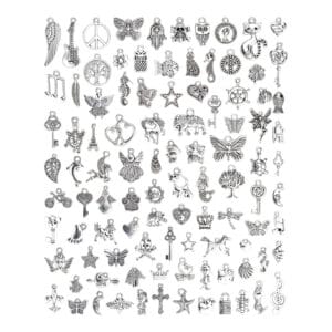 Charmsy srebrne do robienia biżuterii różne wzory 100 szt.