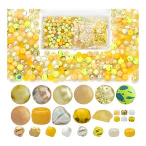 Zestaw żółtych koralików do bransoletek i biżuterii 900 szt.