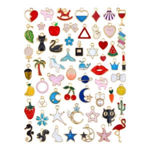 Charmsy metalowe złote różne wzory 60 szt.