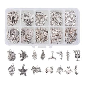 Charmsy zawieszki morskie srebrne 90 szt.