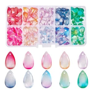 Szklane koraliki łezki do tworzenia biżuterii 200 szt.