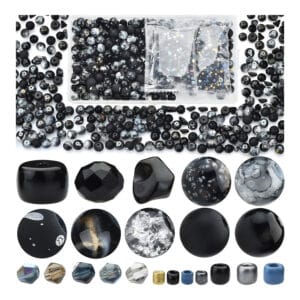 Zestaw czarnych koralików do bransoletek i biżuterii 900 szt.