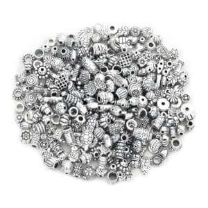 Koraliki dystansowe srebrne mix stylów zestaw 350 szt.