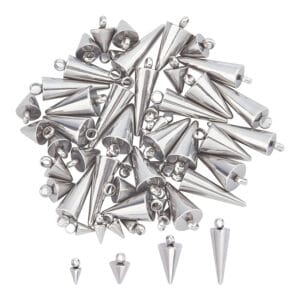 Zawieszki charmsy ze stali nierdzewnej srebrne stożki 20 szt.