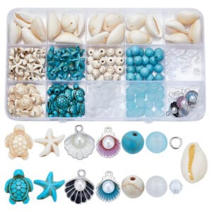 Zestaw koraliki do biżuterii motywy morskie 259 szt.