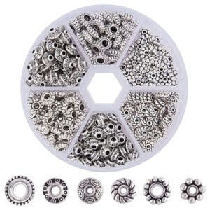 Srebrne antyczne koraliki dystansowe do biżuterii 300 szt. w etui