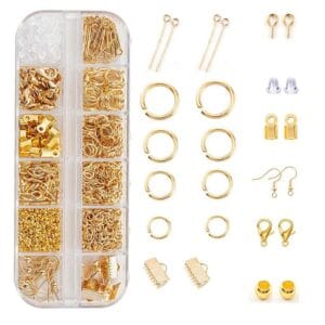 Zestaw akcesoriów półfabrykatów do robienia biżuterii kolczyków 800 el. złote
