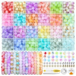 Zestaw do robienia bransoletek biżuterii szklane koraliki 706 el.