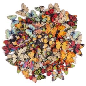 Drewniane guziki ozdobne do przyszycia decoupage Motyle 100 szt.