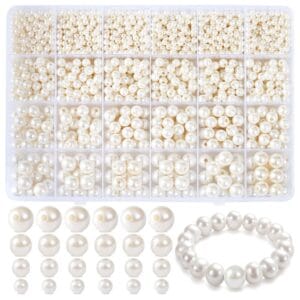 Zestaw akrylowych koralików do robienia biżuterii bransoletek Perły 1890 szt.