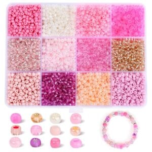 Szklane koraliki do robienia bransoletek różowe 3 mm 7380 szt.